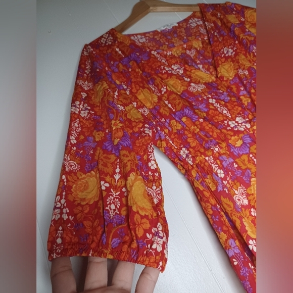 Vibrant Floral Maxi Dress in Orange and Purple - Picture 9 of 13